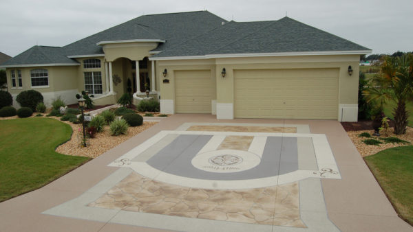 Beautiful modern home with garage and custom driveway design