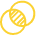 Yellow & white icon of two merging circles