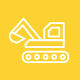 Yellow icon of excavator