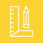 Yellow icon of ruler & pencil