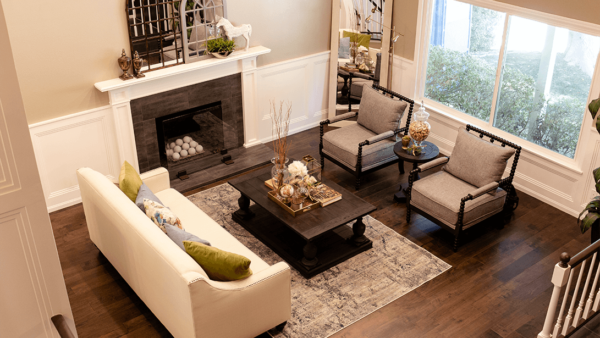 Photo of living room in a complete home remodel in Porter Ranch, San Fernando Valley