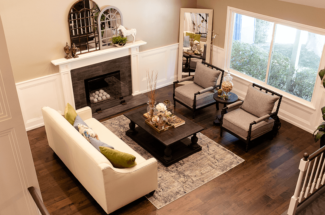 Photo of living room in a complete home remodel in Porter Ranch, San Fernando Valley