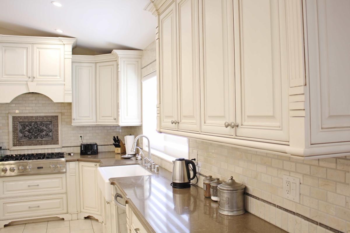 A beauty shot of new cabinetry in a kitchen at a home in Sherman Oaks, CA, part of a home remodel by Los Angeles design-build firm A-List Builders.