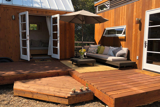 A remodeled deck with an additional dwelling unit.