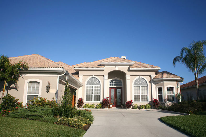 Los Angeles home with a remodeled driveway.